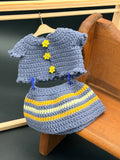 Sweater & Skirt Set - Navy, Yellow, and Cream