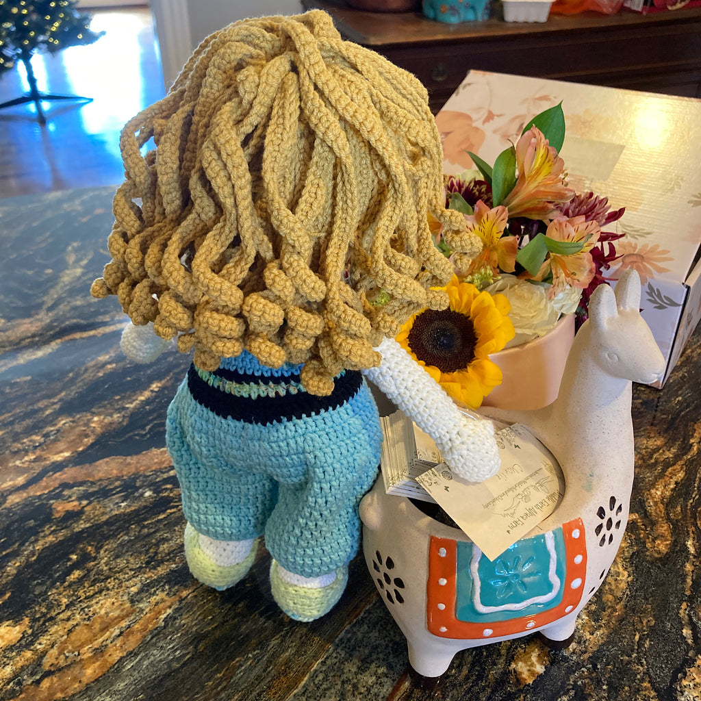 Miss Mim’s Custom Traditional Girl Doll with Princess Overalls & Ballet Slippers