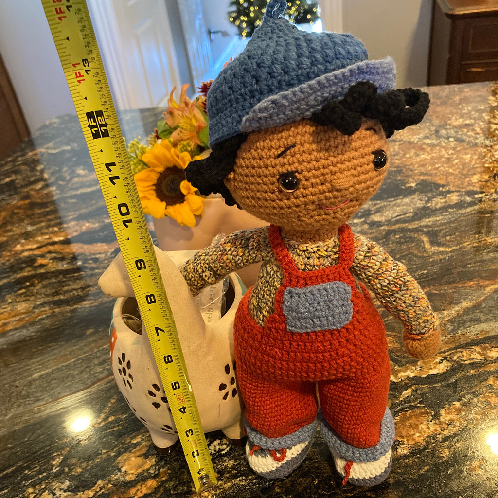 Miss Mim’s Custom Traditional Boy Doll with Overalls & Hat