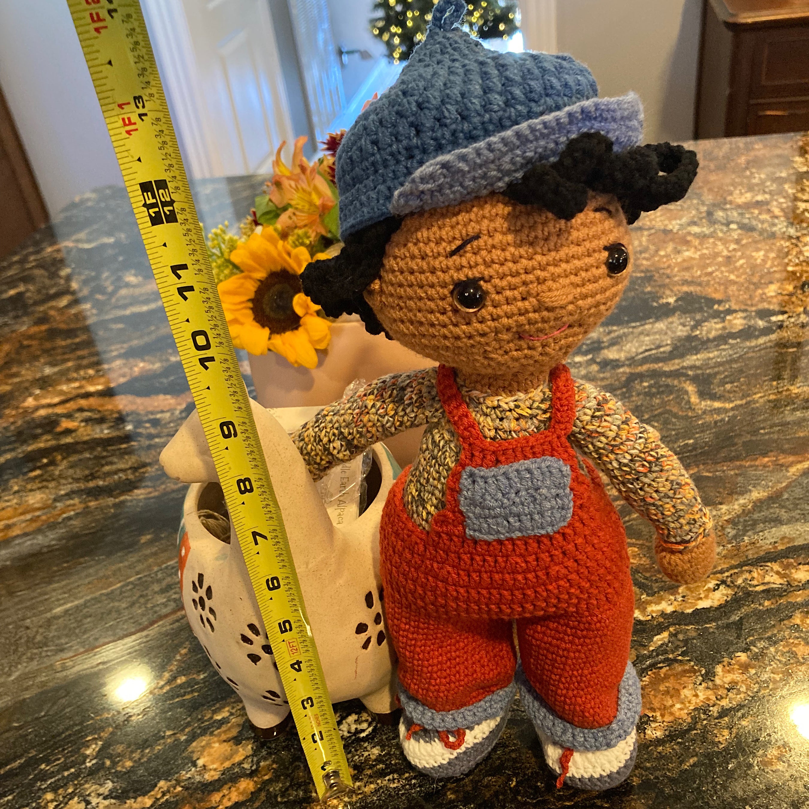 Miss Mim’s Custom Traditional Boy Doll with Overalls, Cap, & Shoes