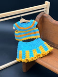 Top & Skirt Set - Blue, Yellow, Orange Stripes