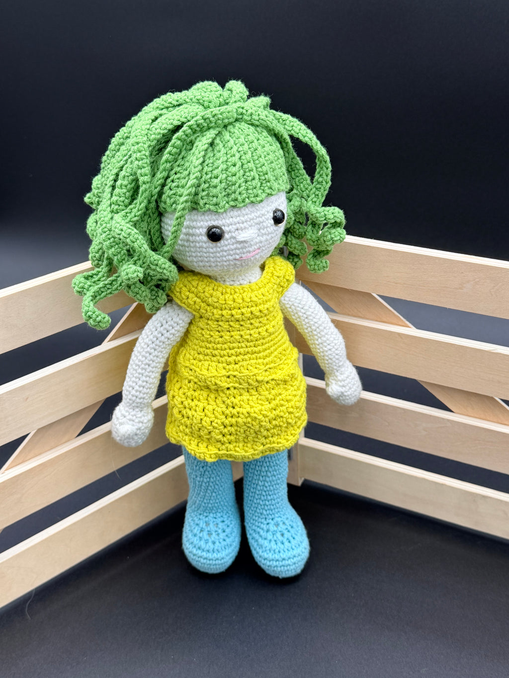 Elfling Doll - Green,  Chartreuse, Blue (large)