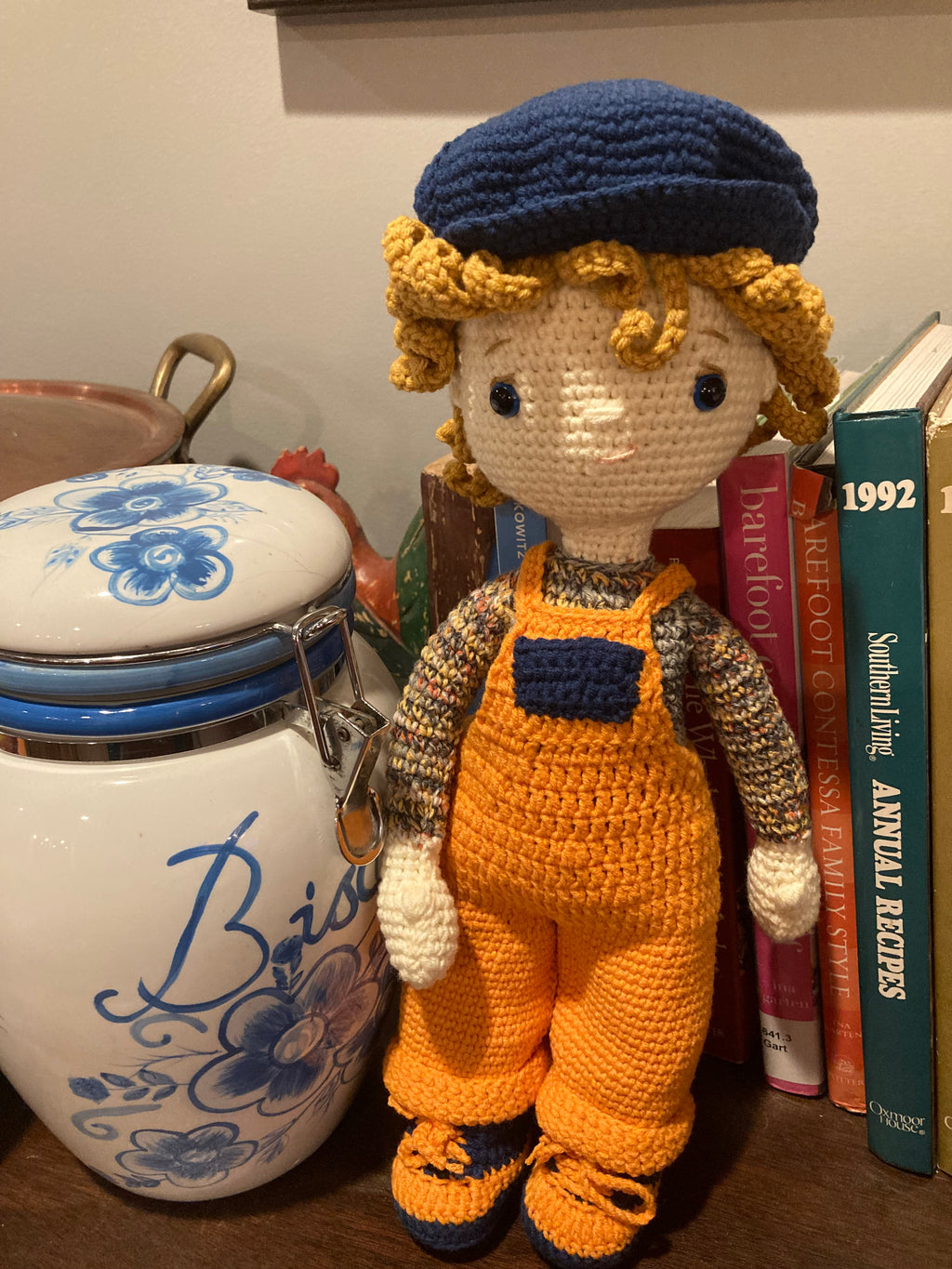 Miss Mim’s Custom Traditional Boy Doll with Overalls & Hat