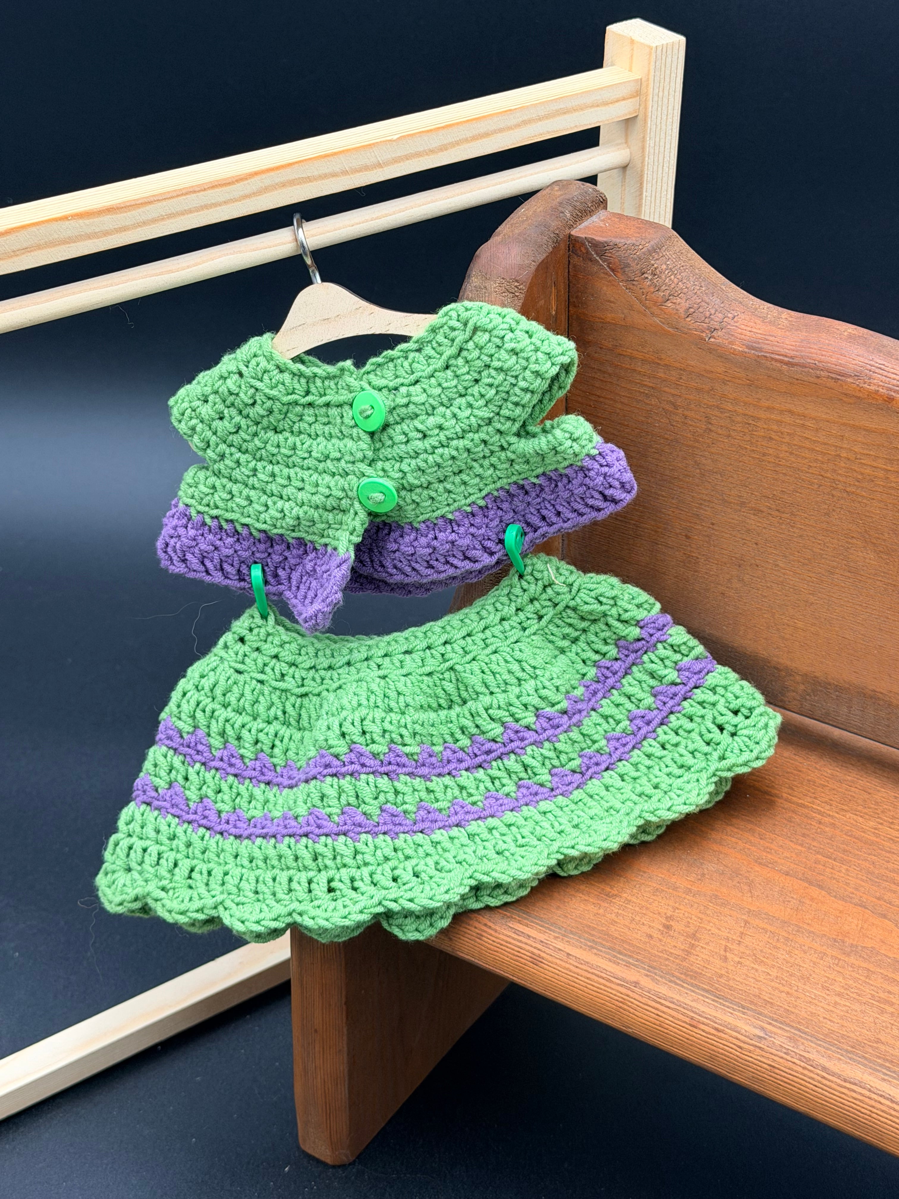 Sweater & Skirt Set - Green and Purple