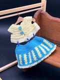 Sweater & Skirt Set - Butter. Blue, Cream