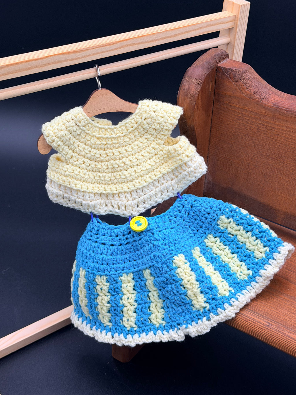 Sweater & Skirt Set - Butter. Blue, Cream