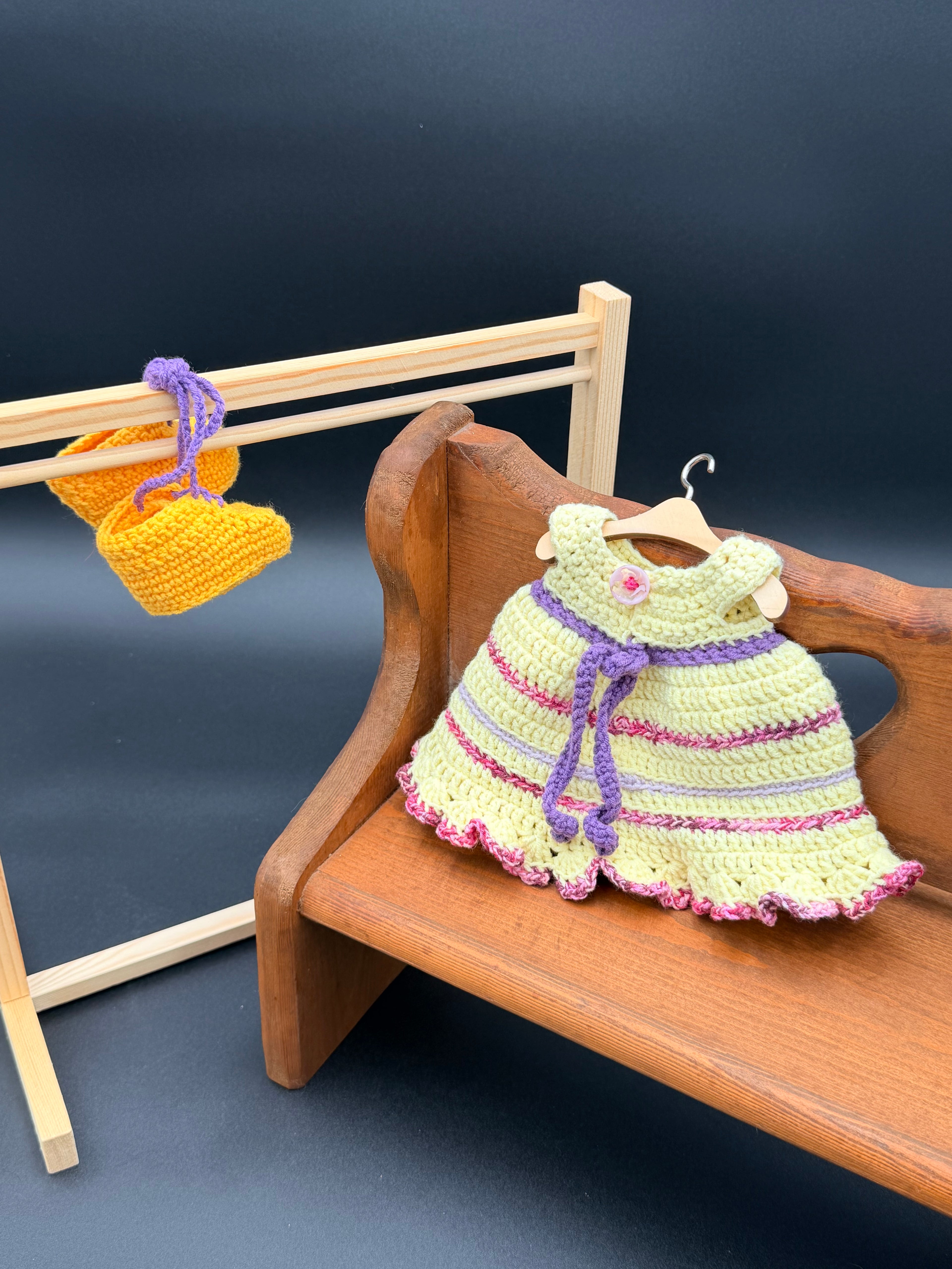 Dress & Oxfords Set - Lemon, Purple, Pink Stripes
