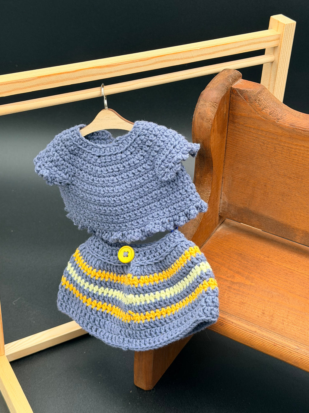 Sweater & Skirt Set - Navy, Yellow, and Cream