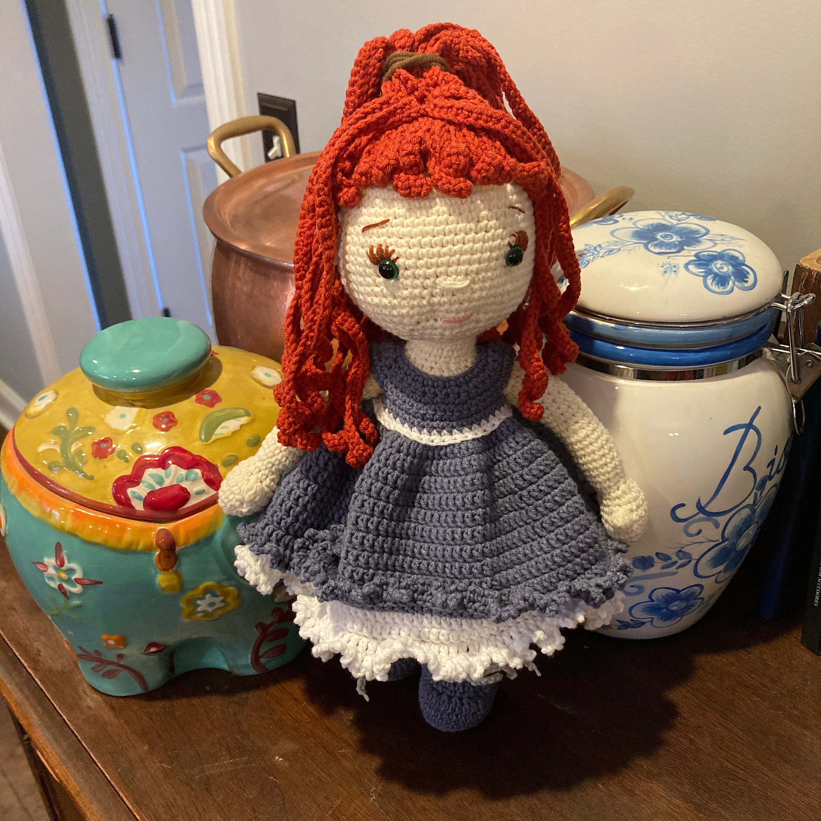 Miss Mim’s Custom Traditional Girl Doll with Dress & Shoes