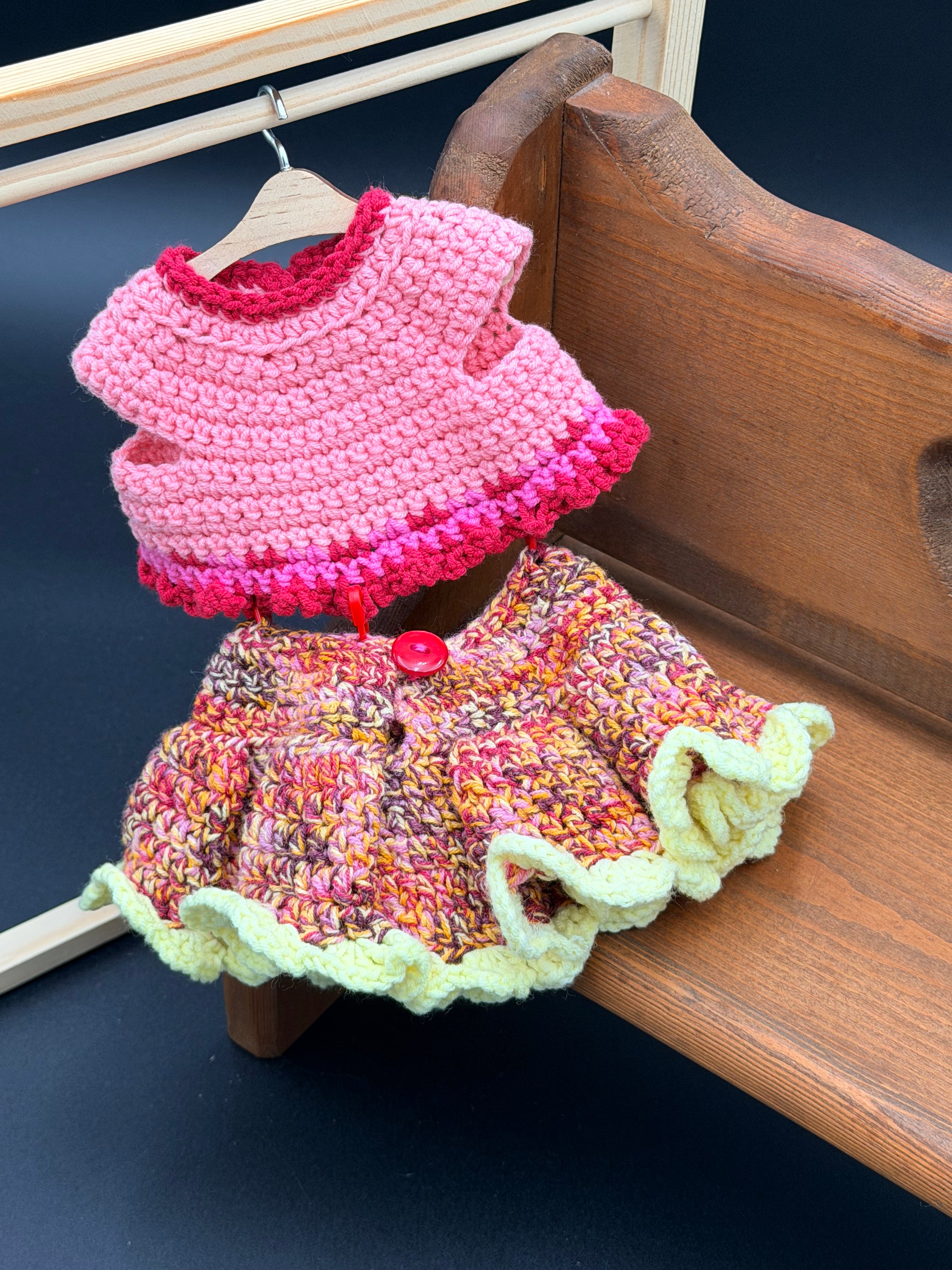 Sweater & Skirt Set - Salmon, Cranberry, Harvest, and Lemon