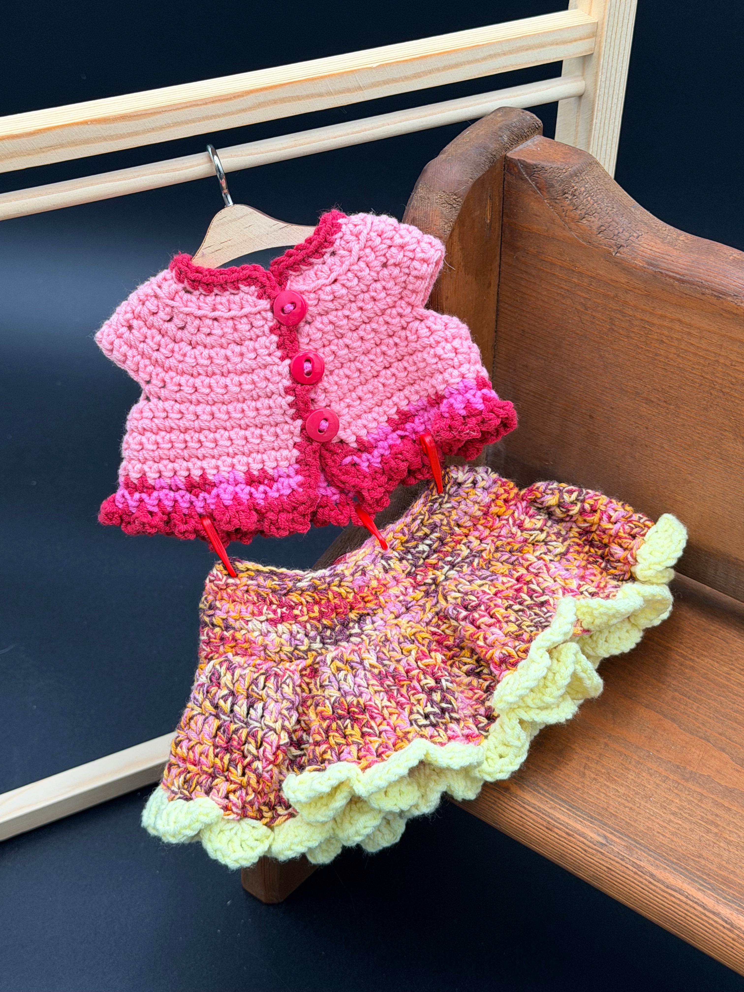 Sweater & Skirt Set - Salmon, Cranberry, Harvest, and Lemon
