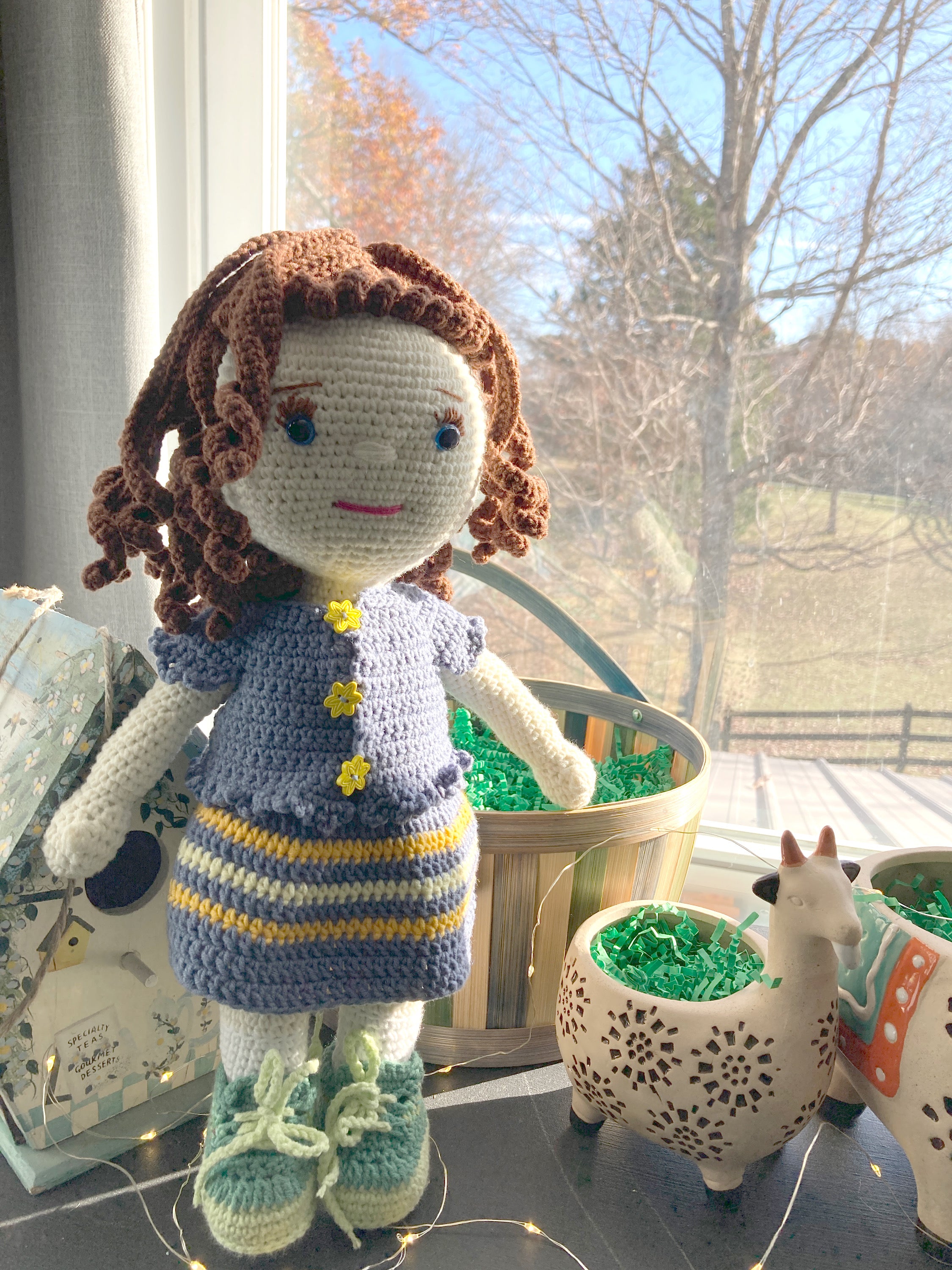 Miss Mim’s Custom Traditional Girl Doll with 2-Piece Skirt Outfit & Shoes