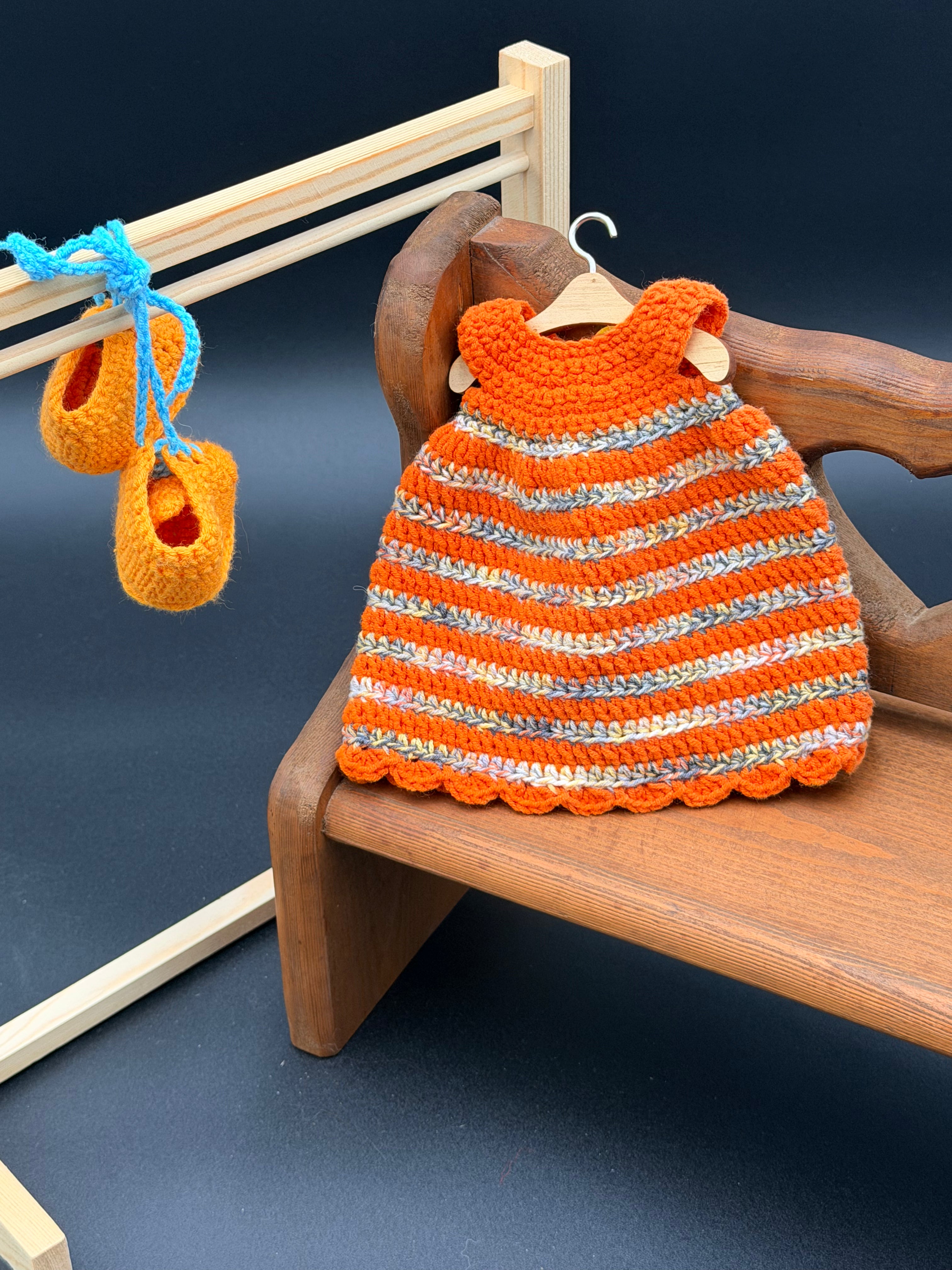 Dress & Oxfords Set - Orange and Harvest Stripes