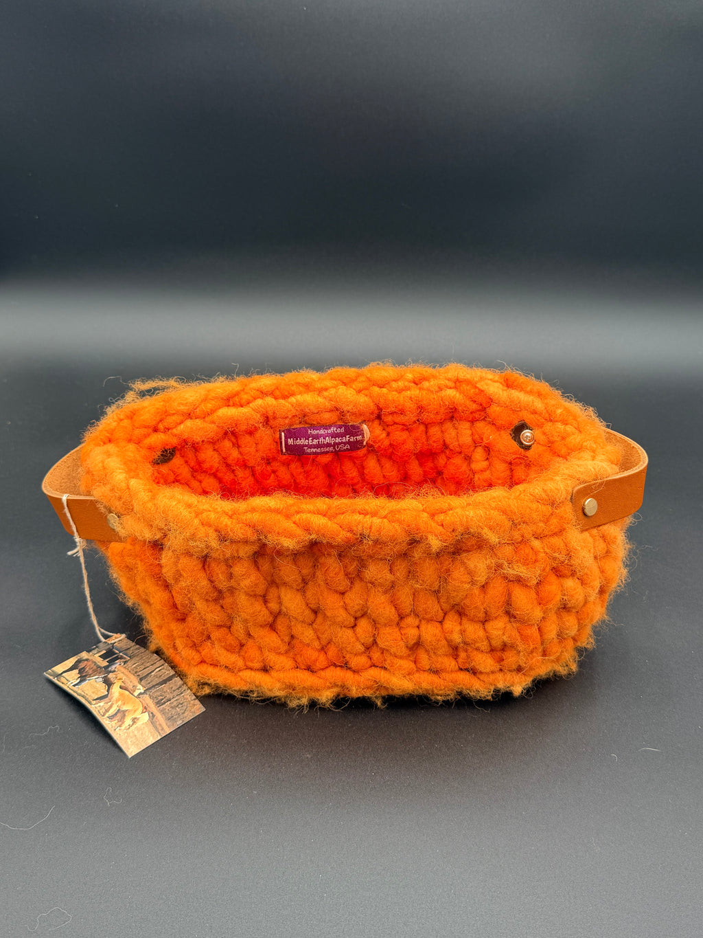 Genuine Hand-Dyed Alpaca & Leather Basket - Large