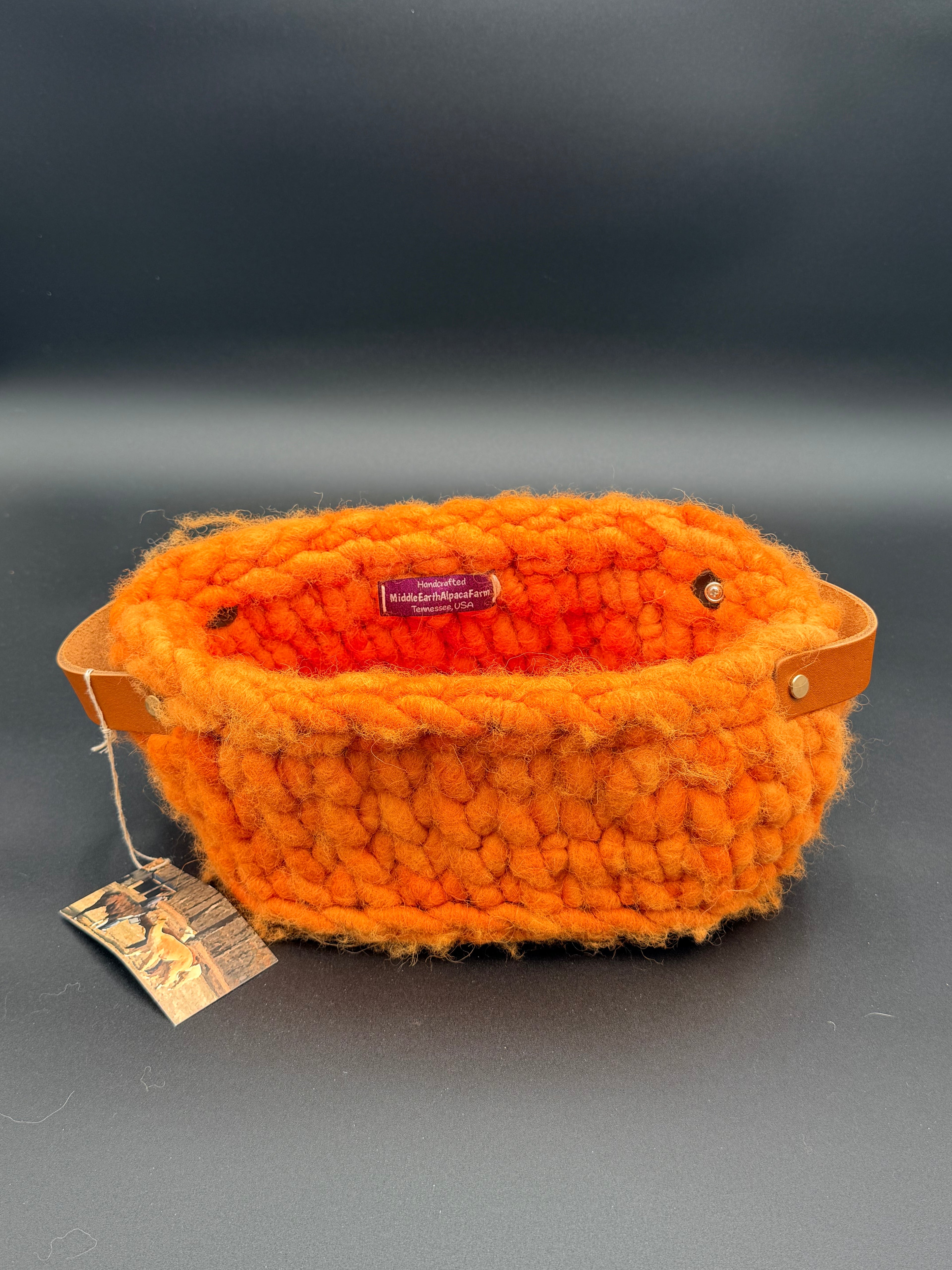 Genuine Hand-Dyed Alpaca & Leather Basket - Large