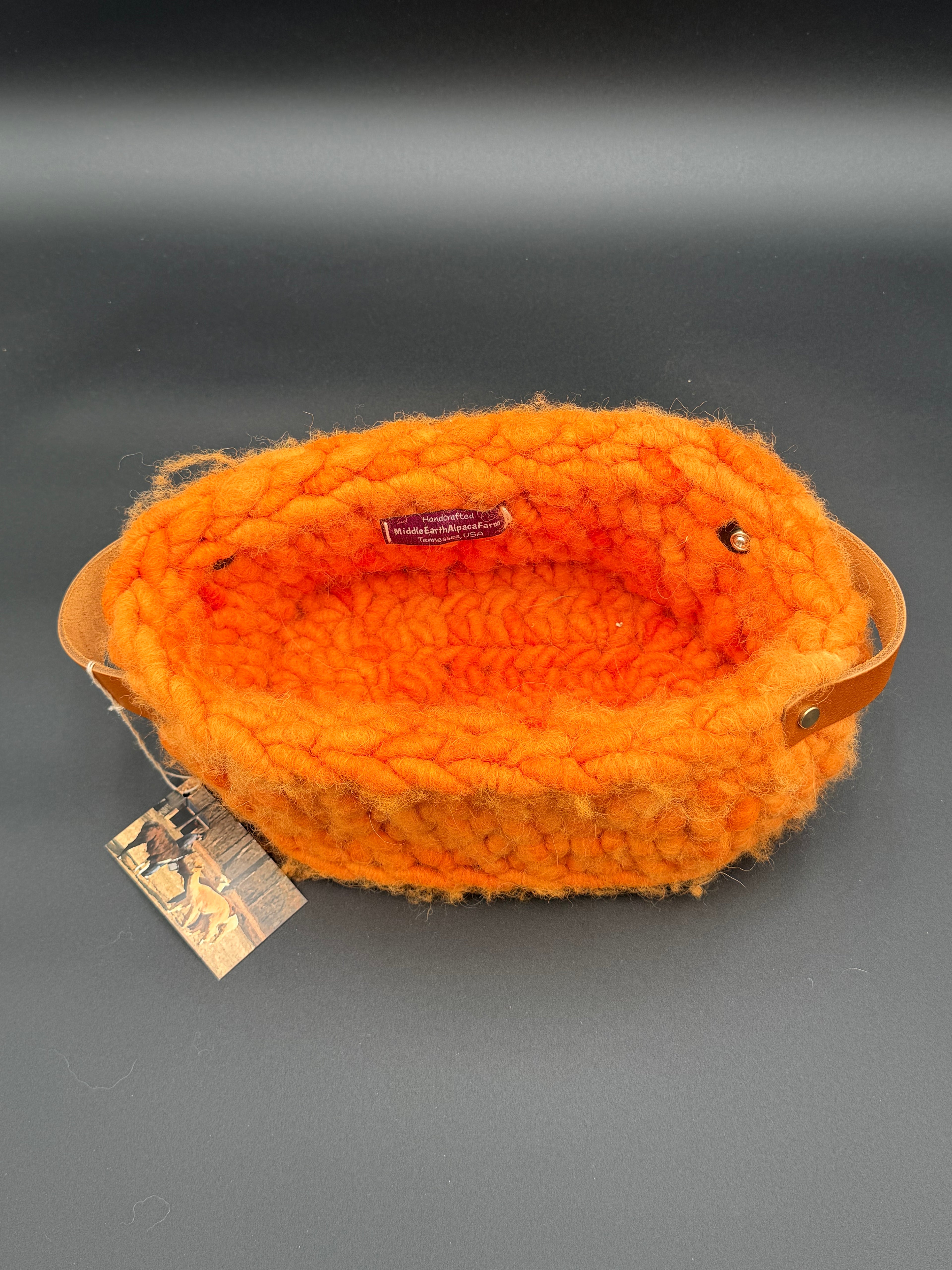 Genuine Hand-Dyed Alpaca & Leather Basket - Large