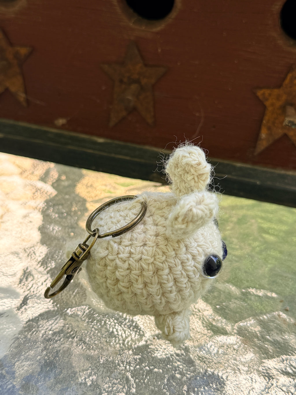 Handmade Heritage Wool Cream Bunny Bag Charm
